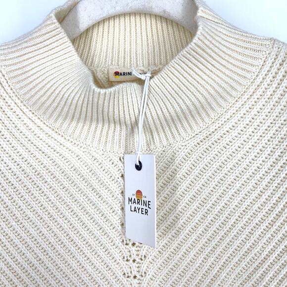 Marine Layer Cotton Wool Skylar Turtleneck Sweater Ivory XL NWT - Picture 5 of 9